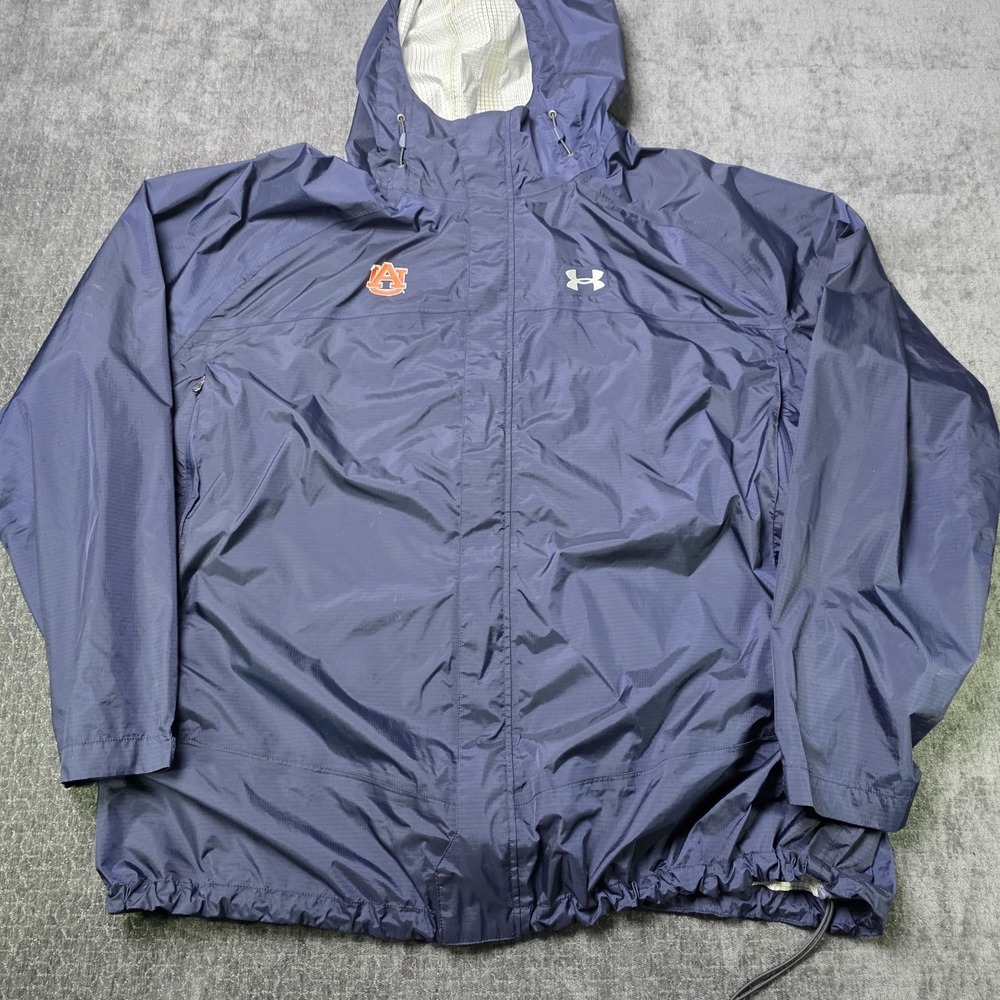 Under Armour Auburn Tigers Full Zip Hooded Rain Jacket Mens 4XL Big Tall Navy